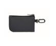 Faux leather coin purse with zip and carabiner for added security colour bondi blue