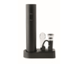 Plastic wine set with electric opener and accessories on base colour black