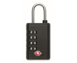 TSA iron padlock with plastic body and 4-digit combination colour black
