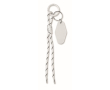 Braided polyester cord keyring with tag and ring colour off white