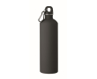 Recycled stainless steel bottle with rubberised finish and carabiner 750 ml colour black