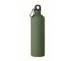 Recycled stainless steel bottle with rubberised finish and carabiner 750 ml colour dark green