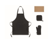 Recycled cotton kitchen set with quilted stitching 180 g/m² colour black