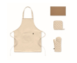 Recycled cotton kitchen set with quilted stitching 180 g/m² colour beige