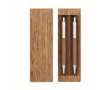 Wooden writing set with blue ink pen and mechanical pencil colour wood