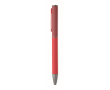 Recycled aluminium twist pen with rubber finish colour red