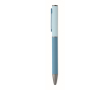 Recycled aluminium twist pen with rubber finish colour turquoise