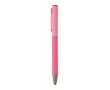 Recycled aluminium twist pen with rubber finish colour fuchsia