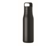 Recycled stainless steel insulated bottle with handle and easy-open lid 500 ml colour black