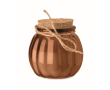 Glass candle holder with cork lid and vanilla scented candle colour brown
