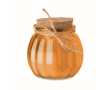 Glass candle holder with cork lid and vanilla scented candle colour orange