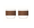 Set of 2 glass coffee cups with walnut wood band 120 ml colour wood