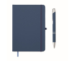 A5 PU notebook set with blue pen and lined pages colour bondi blue