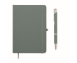 A5 PU notebook set with blue pen and lined pages colour matt black