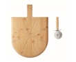 Bamboo pizza board with stainless steel pizza cutter included colour wood