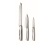 Set of 3 stainless steel kitchen knives for everyday use colour silver
