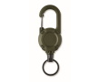 Durable plastic badge holder with carabiner and 60 cm cord colour military green