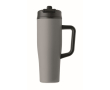 Leakproof recycled stainless steel thermal tumbler with handle and straw 900 ml colour grey