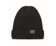 Unisex polyester beanie with fleece lining, turn-up and one size colour black