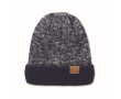 Unisex polyester beanie with fleece lining, turn-up and one size colour bondi blue