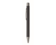 Recycled aluminium click pen with rubberised finish and blue ink colour black