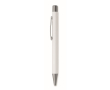 Recycled aluminium click pen with rubberised finish and blue ink colour off white