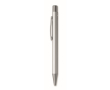 Recycled aluminium click pen with rubberised finish and blue ink colour silver