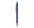 Recycled aluminium click pen with rubberised finish and blue ink colour bondi blue
