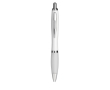 Cheap plastic pen with non-slip finish, blue ink colour white