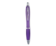 Cheap plastic pen with non-slip finish, blue ink colour transparent violet