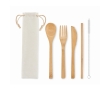 Bamboo cutlery set for the office or a picnic, for promotions colour beige