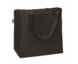 Shopping bag made of rPET 600D with handles and bottom gusset colour black