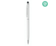 Aluminium pen with antibacterial treatment, blue ink colour white