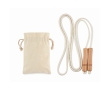 Skipping rope with wooden handles in a cotton bag for gyms colour beige