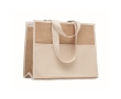 Jute bag with laminated interior and side compartment colour beige