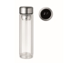 Leak-proof printable glass bottle with thermometer, 390 ml colour transparent