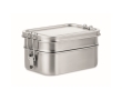 Stainless steel lunch box, 2 compartments, lock-clips, 1.2 L colour matt silver