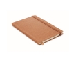 Lined notebook with soft-touch cover made of recycled PU, A5 colour brown