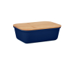 Lunch box with natural look bamboo lid, 1 L colour navy-blue