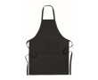 Kitchen apron with 2 front pockets, organic cotton, 200 g/m2 colour black