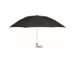 Foldable automatic pocket umbrella, RPET, bamboo handle, Ø 107 colour black