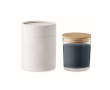 Vanilla scented branded candle in a glass for gifting colour bondi blue