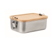 Steel lunch box, bamboo lid, leak-proof buckles, 750 ml colour wood