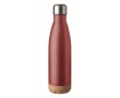 Leak-proof steel bottle with cork base, 600 ml colour burgundy