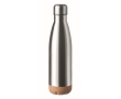 Leak-proof steel bottle with cork base, 600 ml colour matt silver