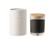 Vanilla-scented wax candle in a jar with bamboo lid colour black