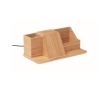 Desk organiser with bamboo pen holder & phone charging station colour wood