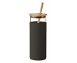 Cocktail glass, silicone sleeve, bamboo lid & straw, 450 ml colour black