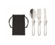 Collapsible stainless steel cutlery set for promotional use colour black