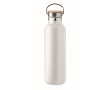 Stainless steel thermal bottle, bamboo lid and handle, 750 ml colour white